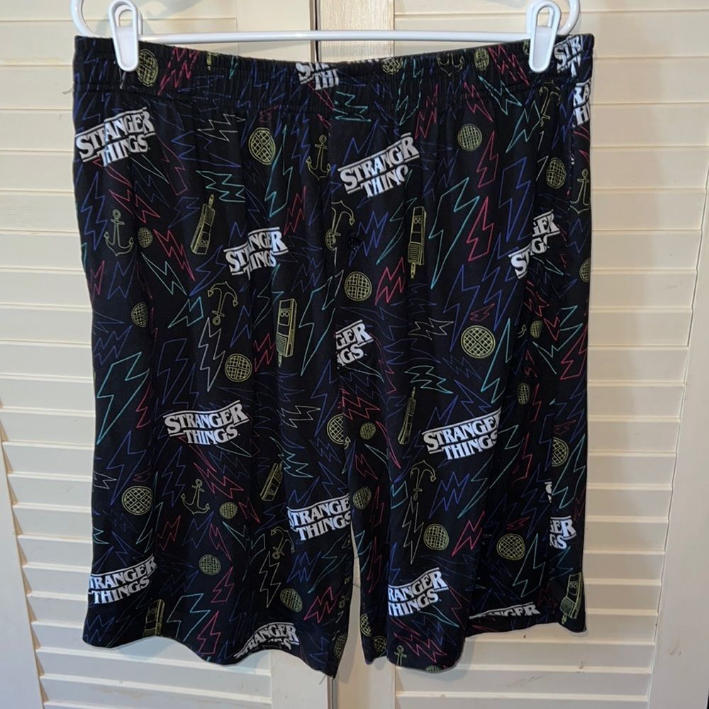 Stranger Things Black Neon Graphic Men's Athletic Shorts
